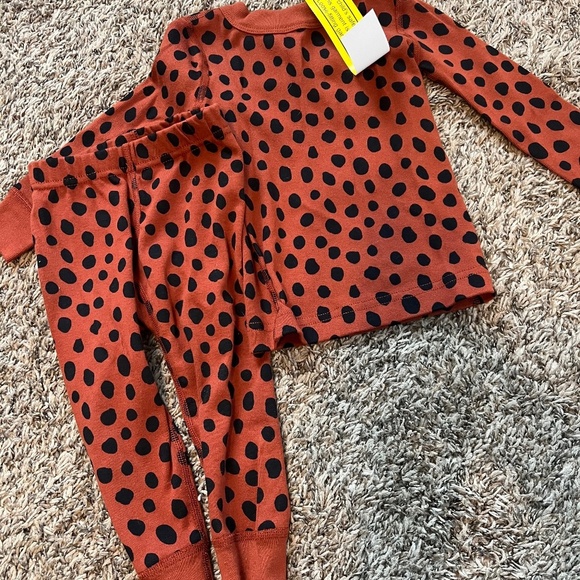 NWT Hanna Andersson long john pajama set in brown mini spot sleepwear size 2T - Picture 1 of 4